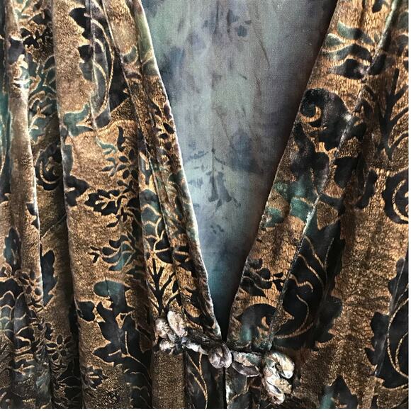 Citron Textured Velvet Robe - Duster - Iridescent and Colorful size M - Picture 4 of 14